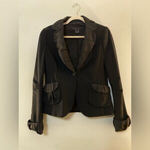 Like New Marc Jacobs Black Wool Blend with Silk Trim Size 6 Blazer